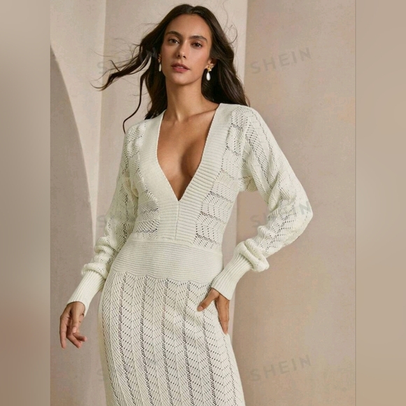 Ivory Knit Full Length Dress - Picture 6 of 8